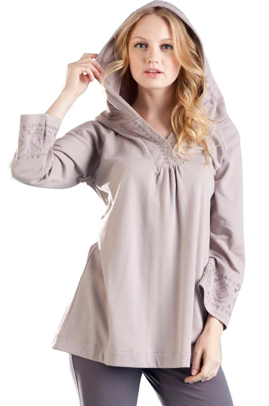 La Cera Embroidered Hooded Tunic Business