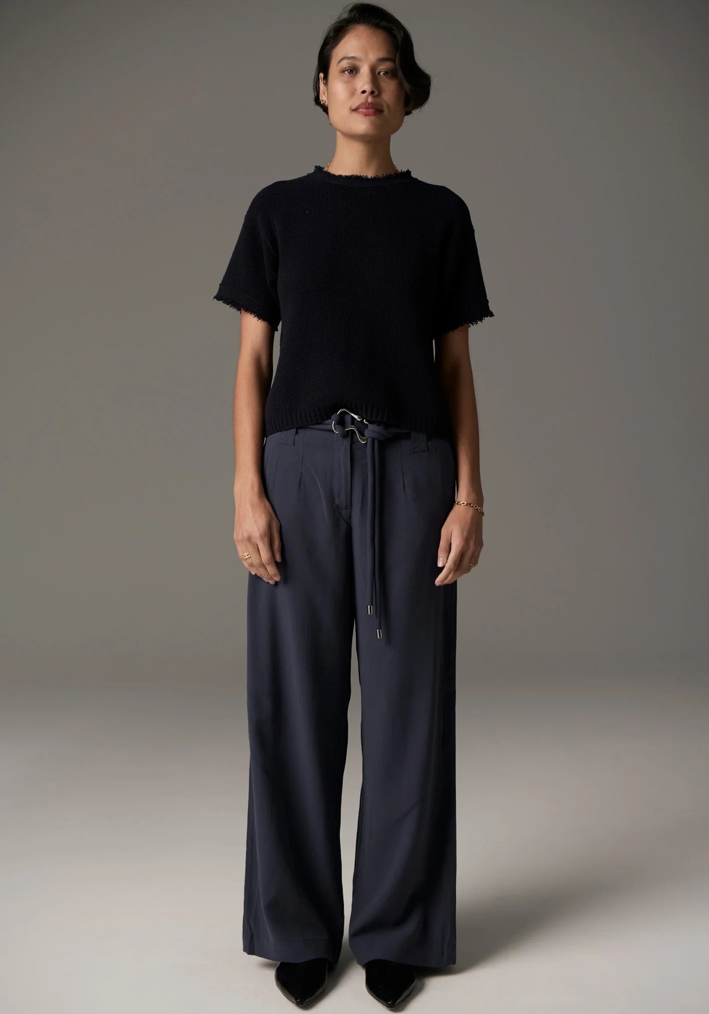 POL Nara Fringe Tee in Ink Streetwear Style for 