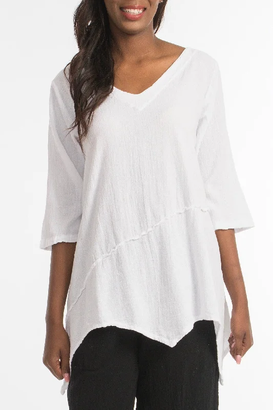 Rachel Top -100% Cotton Gauze Resort Wear Top with Flowing Fit Polished Women's Silk