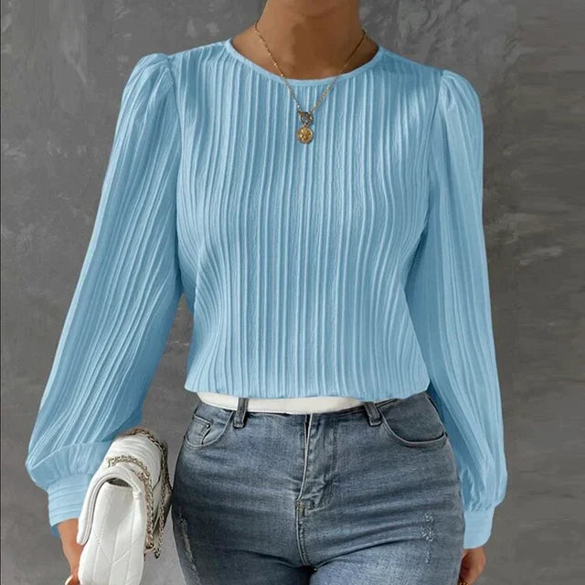 SAVANNAH | LONG-SLEEVED PLEATED BLOUSE Sustainable Organic