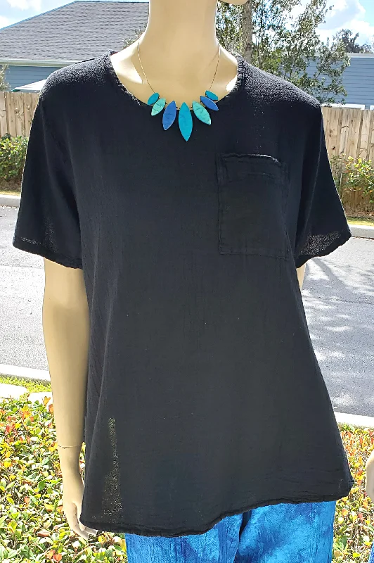 Lauri Top with Pocket Detail! 100% Cotton Gauze Laid - back Women's Style