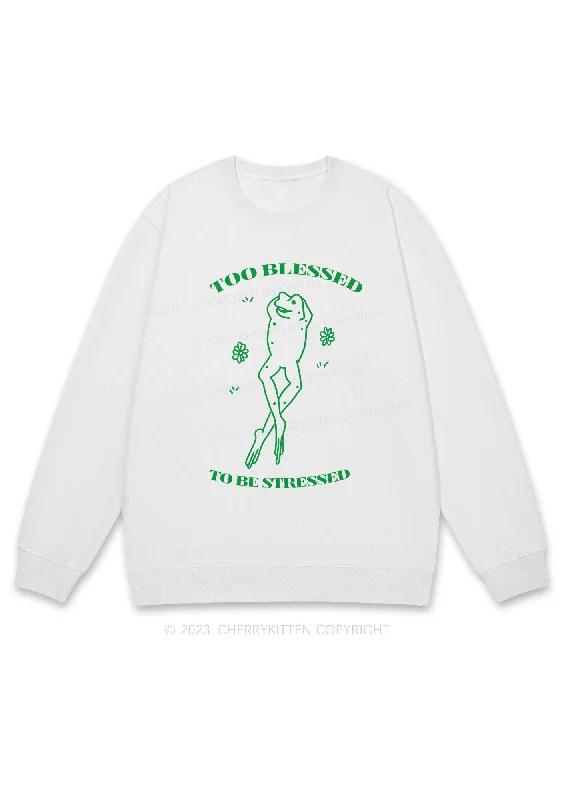 Too Blessed To Be Stressed Y2K Sweatshirt Monochromatic All - in - one
