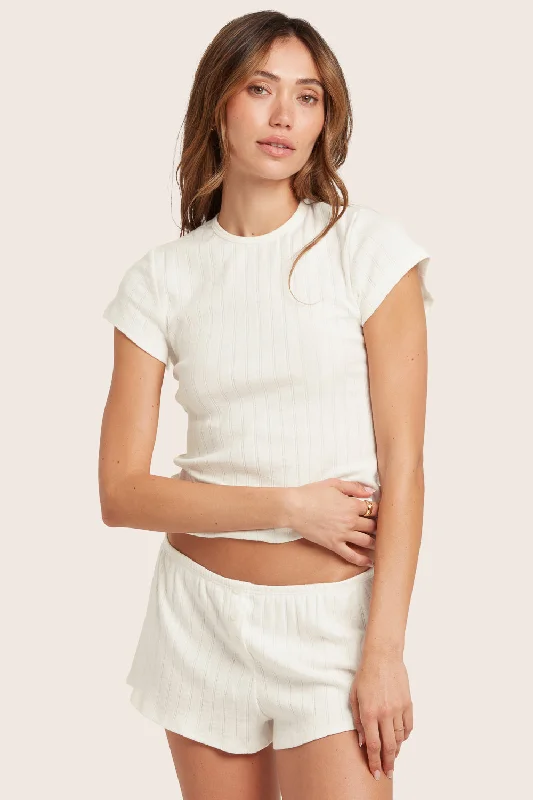 POINTELLE DAINTY TEE - VANILLA Practical Women's Quick - dry