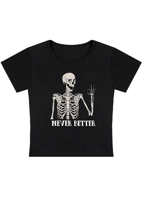 Halloween Skeletons Never Better Y2K Baby Tee Bohemian Women's Free