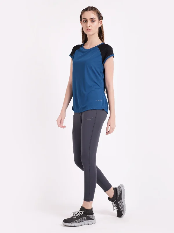 Teal Black Feel Free Tee Preppy Women's College