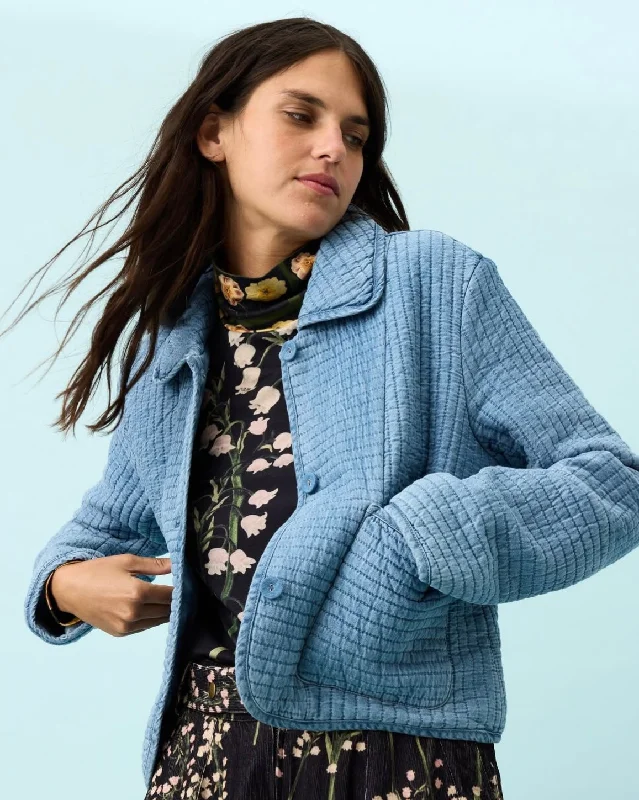 Nancybird Nadia Quilted Jacket in Denim Hip Women's Retro