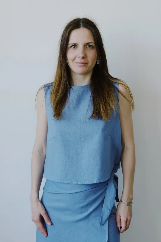 linen top - ANNA LISA - blue Women