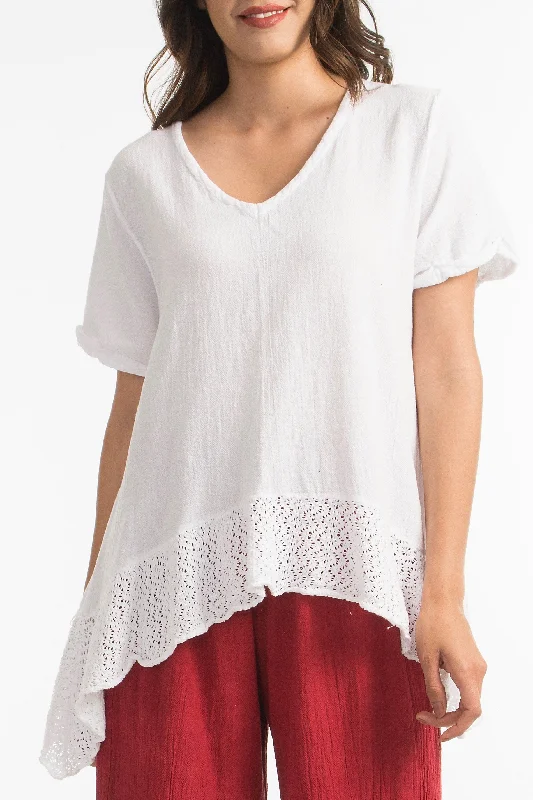 Sandra Top Sidefall Lace and Cotton Gauze Relaxed Women's 