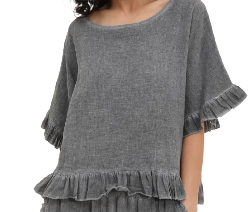 8747 Linen Cotton Blend with Fun Ruffled Details Compression