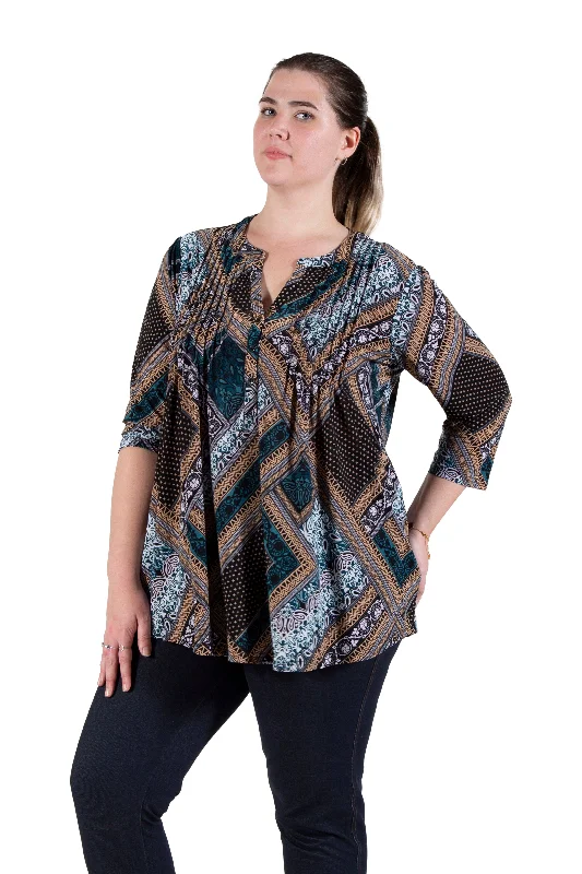 La Cera Plus Size Pleat Front Top Practical Women's Quick - dry