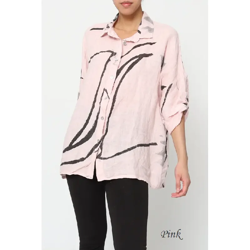 100% Linen Abstract Top - 20090/3 Modern Women's Tech