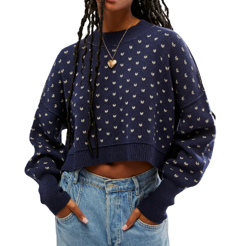 Pattern Easy Street Crop in Navy Stylish Women's Neon