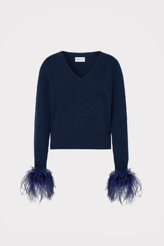 Feather Cuff V-Neck Sweater Sporty Women's Tennis