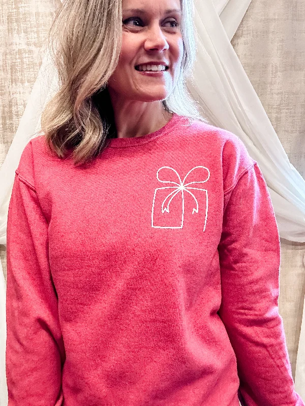 Red Present Crewneck Sporty Women's Tennis