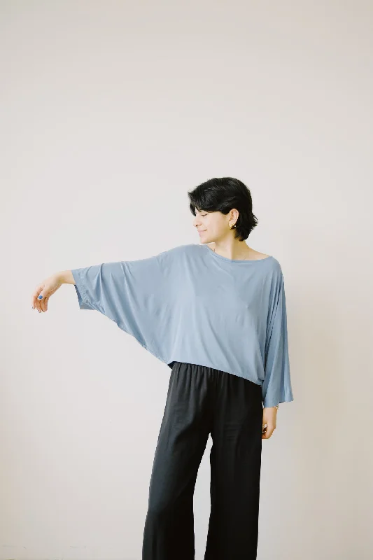 cupro batwing blouse - blue Women