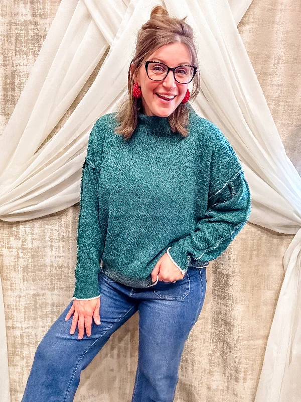 Green Cozy Sweater Traditional Women's 