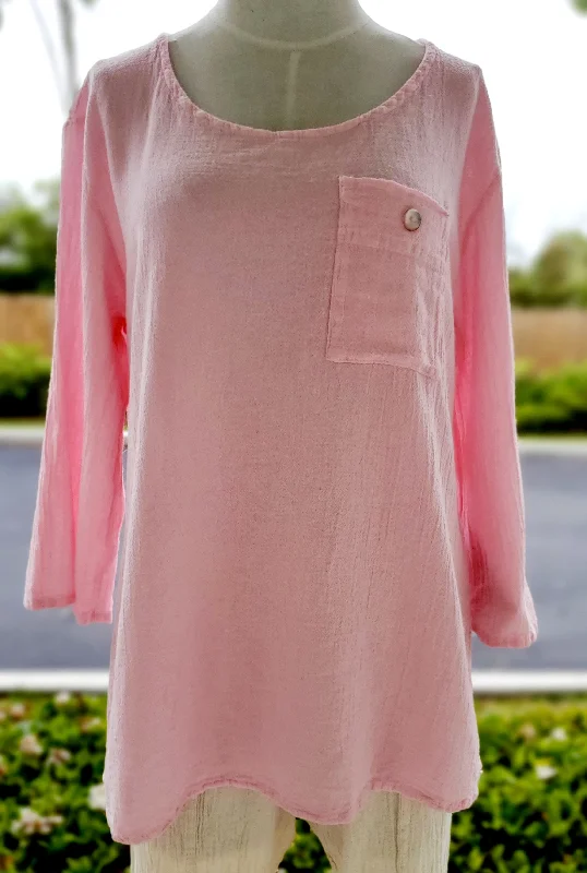 Leah Tuxedo Top with New Colors! 100% Cotton Gauze Minimalist Women's Casual