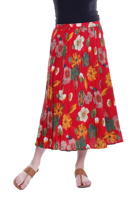 La Cera Plus Size Crinkle Printed Reversible Skirt Minimalist Women's Casual
