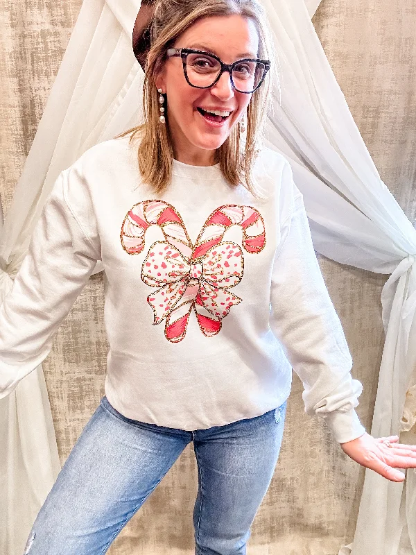 Candy Cane Bow Sweatshirt British Gentlewoman Style