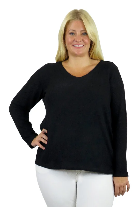 V-Neck Comfort Collection Long Sleeve Top - Plus Size performance
