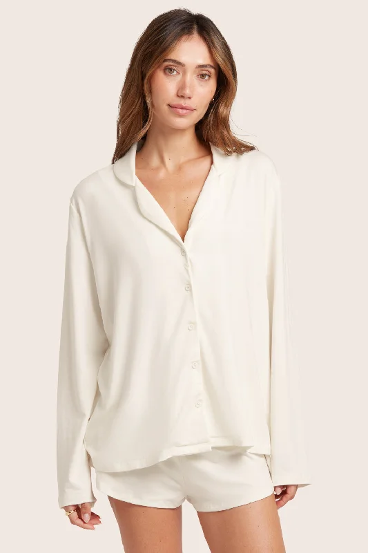 SLEEP JERSEY SLEEP BUTTON DOWN - BLANC Tough Women's Military - inspired