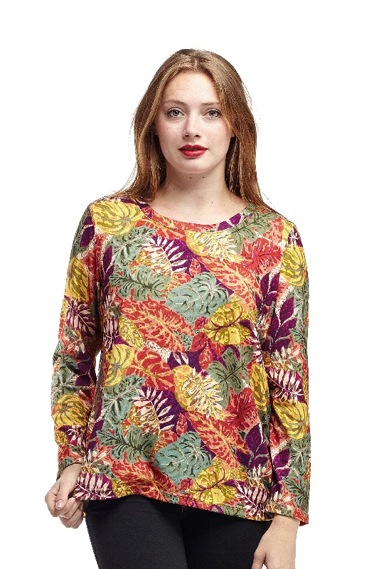 La Cera Printed Multi-Colored Printed Top Modern Women's Tech