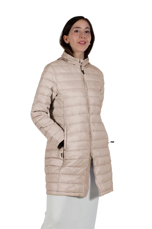 La Cera Lightweight Quilted Puffer Coat Cashmere
