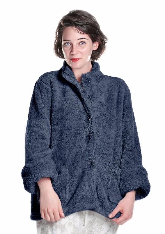 LA CERA Women's Fleece Bed Jacket Monochromatic Office Style