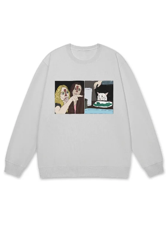 Quarreling Girls And White Cat Y2K Sweatshirt Australian Beach
