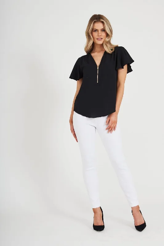 Viviana Zip Top In Black Disco