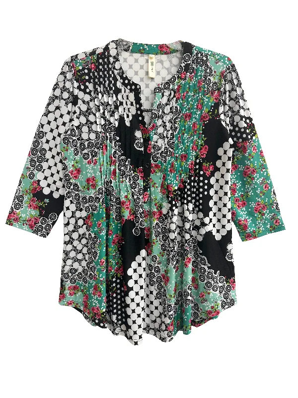 La Cera Plus Size Pleat Front Top Confident Women's High - fashion