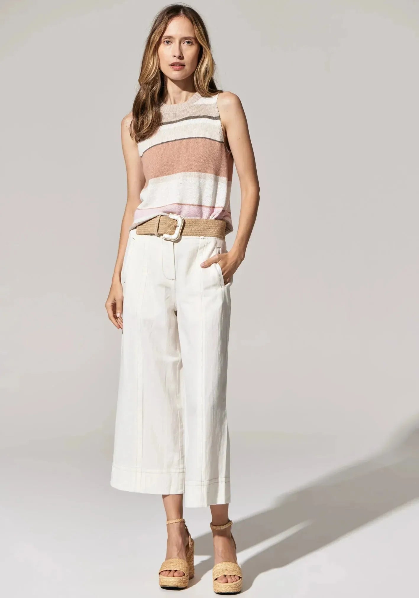 POL Estel Stripe Knit Tank in Pink Multi Cool Women's Skate