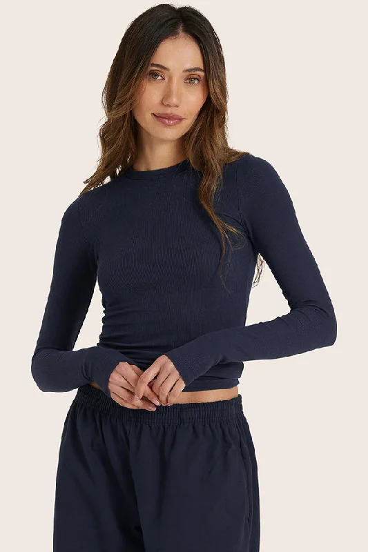 RIBBED MODAL BODY LONG SLEEVE - SPADES Trendy Women's Oversized
