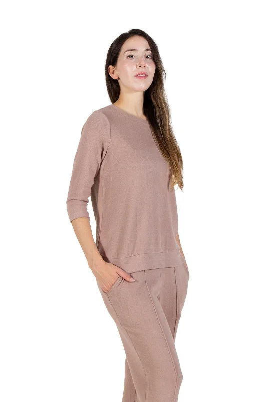 Comfort Luxe Collection Cozy Knit Crew Neck Tee Elegant Women's Formal 