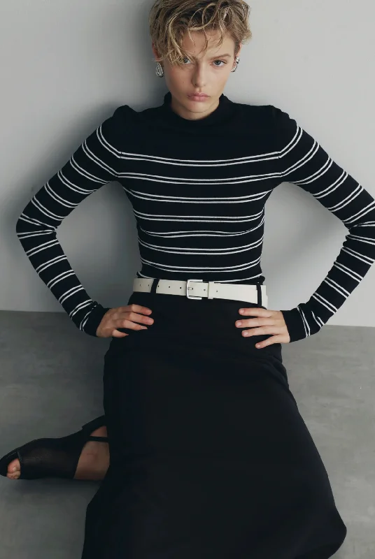 Nude Lucy Tabi Sheer Knit in Black Stripe Refined Women's Hand - crafted