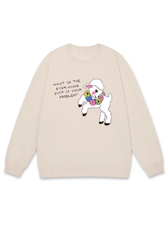 What Is Your Problem Little Sheep Y2K Sweatshirt Sleek Women's 