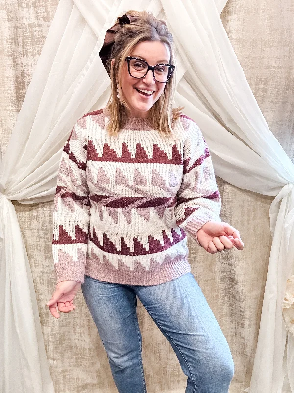 Wine Print Sweater Contemporary 
