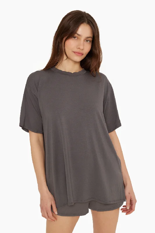 SLEEP JERSEY OVERSIZED BOYFRIEND SLEEP TEE - GRAPHITE Disco