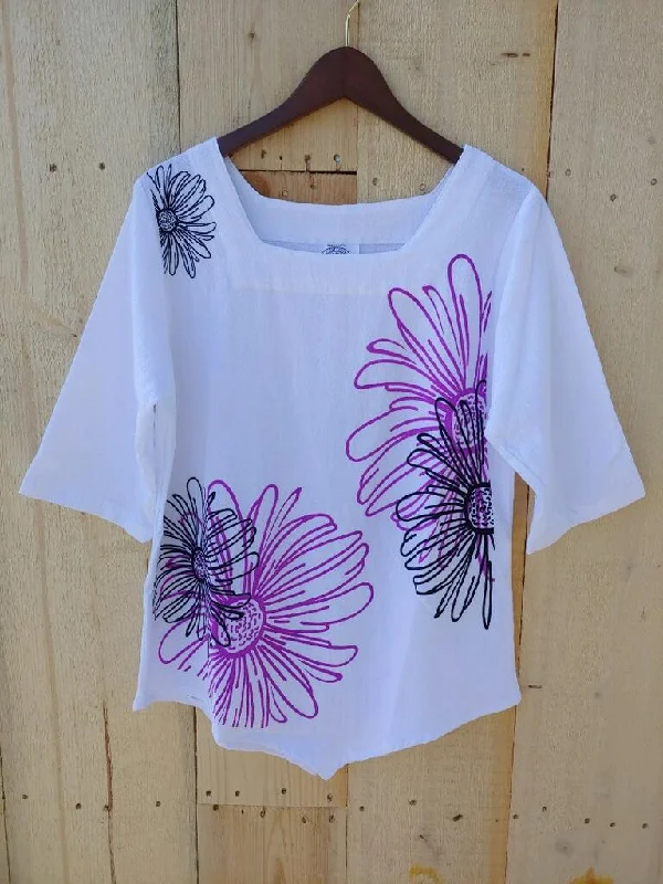 Floral Abstract 100% Cotton Gauze Dapper Women's Bow - adorned