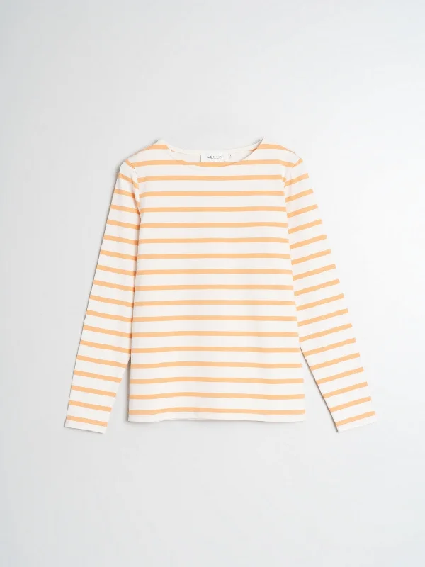 Indi & Cold Striped Long Sleeve T-Shirt in Melon Artistic Women's Hand - painted
