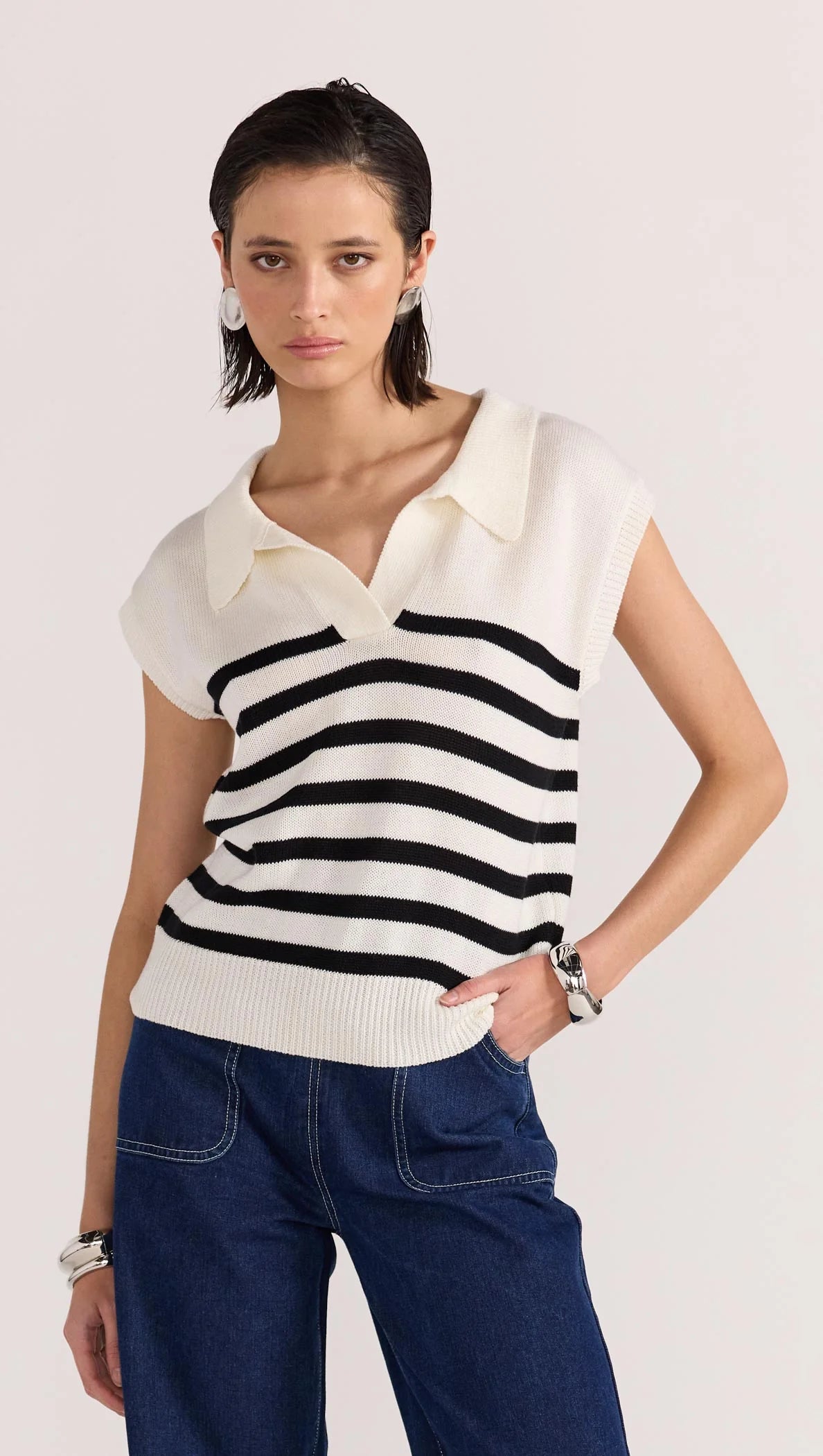 Staple the Label Remi Stripe Polo Knit Hip Women's Urban