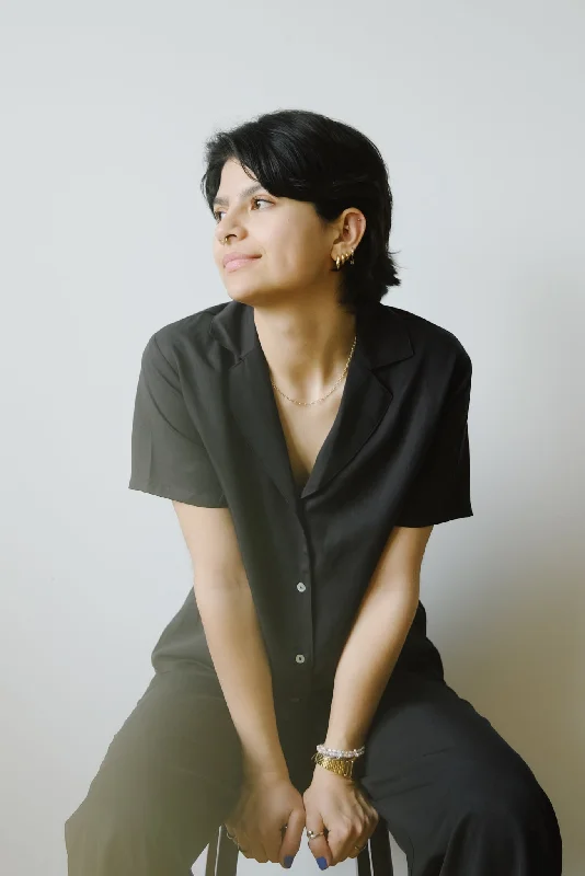 tencel shirt - orchid - black Modern Women's 