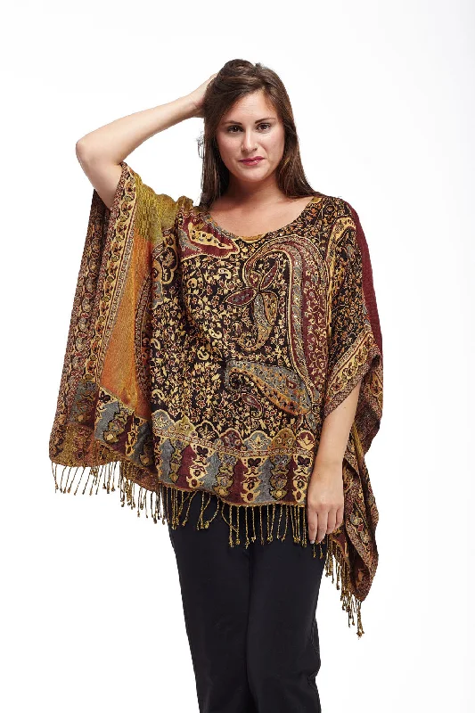 La Cera Shawl Paisley Printed Poncho European