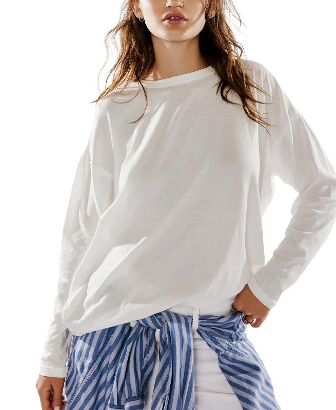 Nina Tee Long Sleeve in Ivory Relaxed Women's 