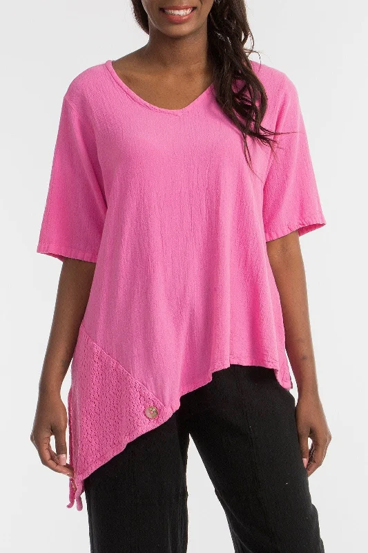Dagny Top - Cotton Knit Accents Overlay a Fun Sidekick 100% Cotton Gauze Feminine Women's Style 