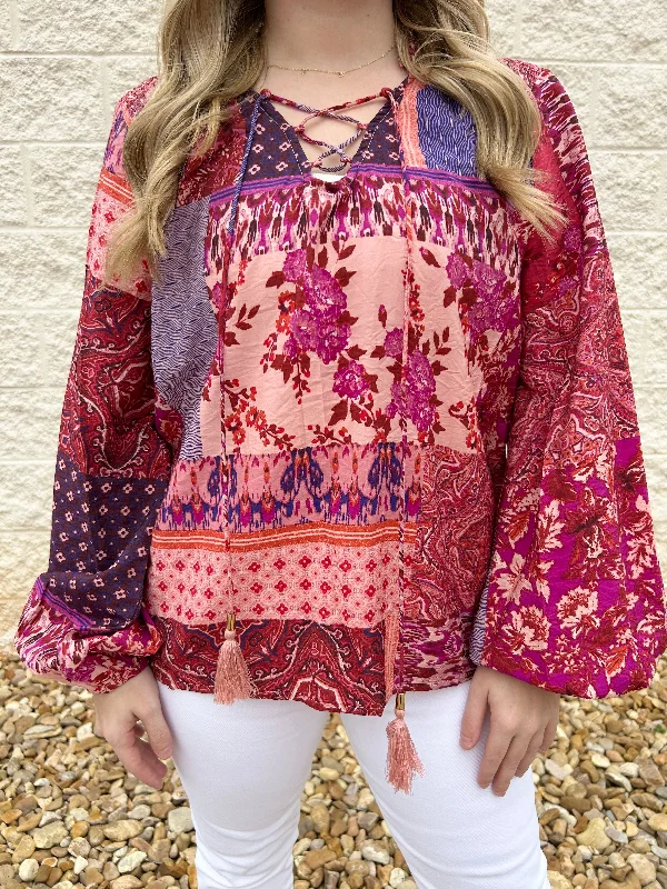 Warming Up Boho Patchwork Top Women
