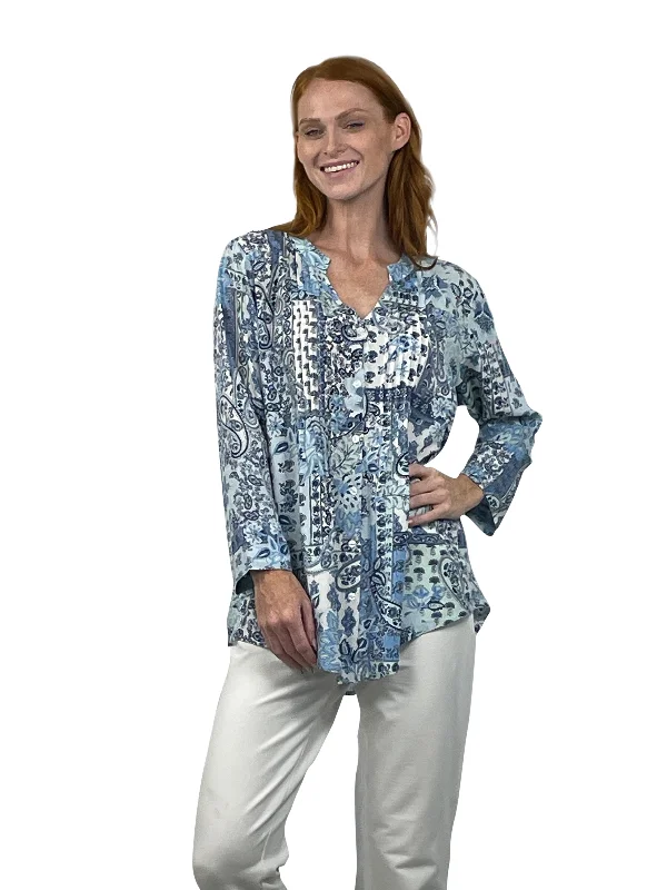La Cera Patchwork Paisley Release Pleat Tunic purpose