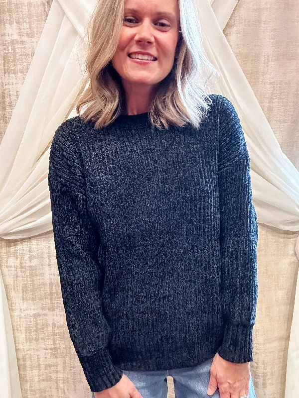 Black Cozy Sweater Traditional Women's 