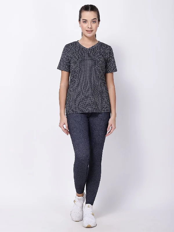 Black-White Printed Picture Perfect Tee Practical Women's Quick - dry