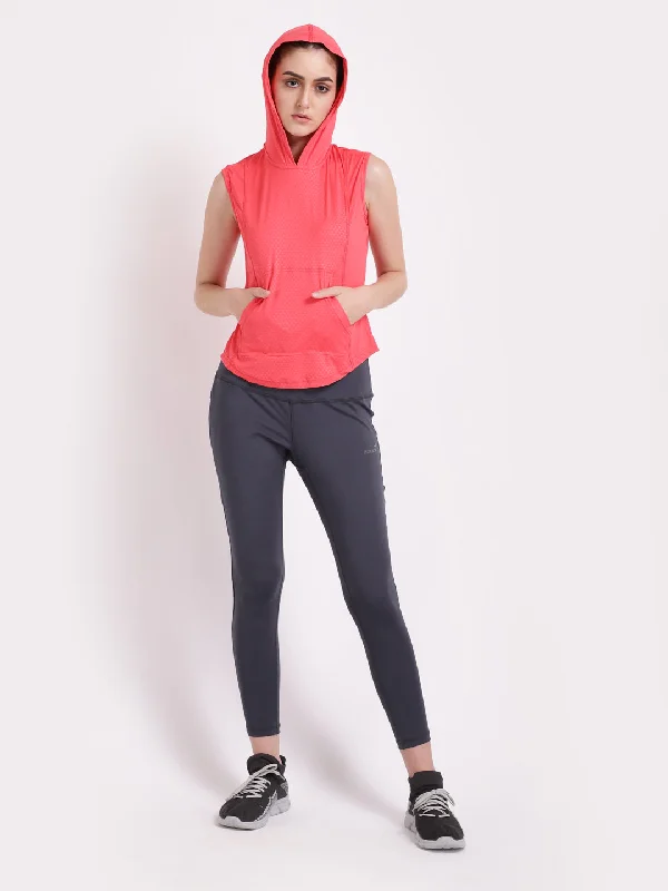 Coral Sassy Sleeveless Hoodie Edgy Women's Punk